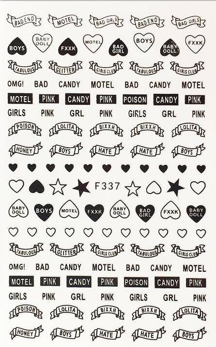 Planche Stickers Ongles (Motif Bad Girl, Motel, Road Trip) XL 337 - NailArtBoutique
