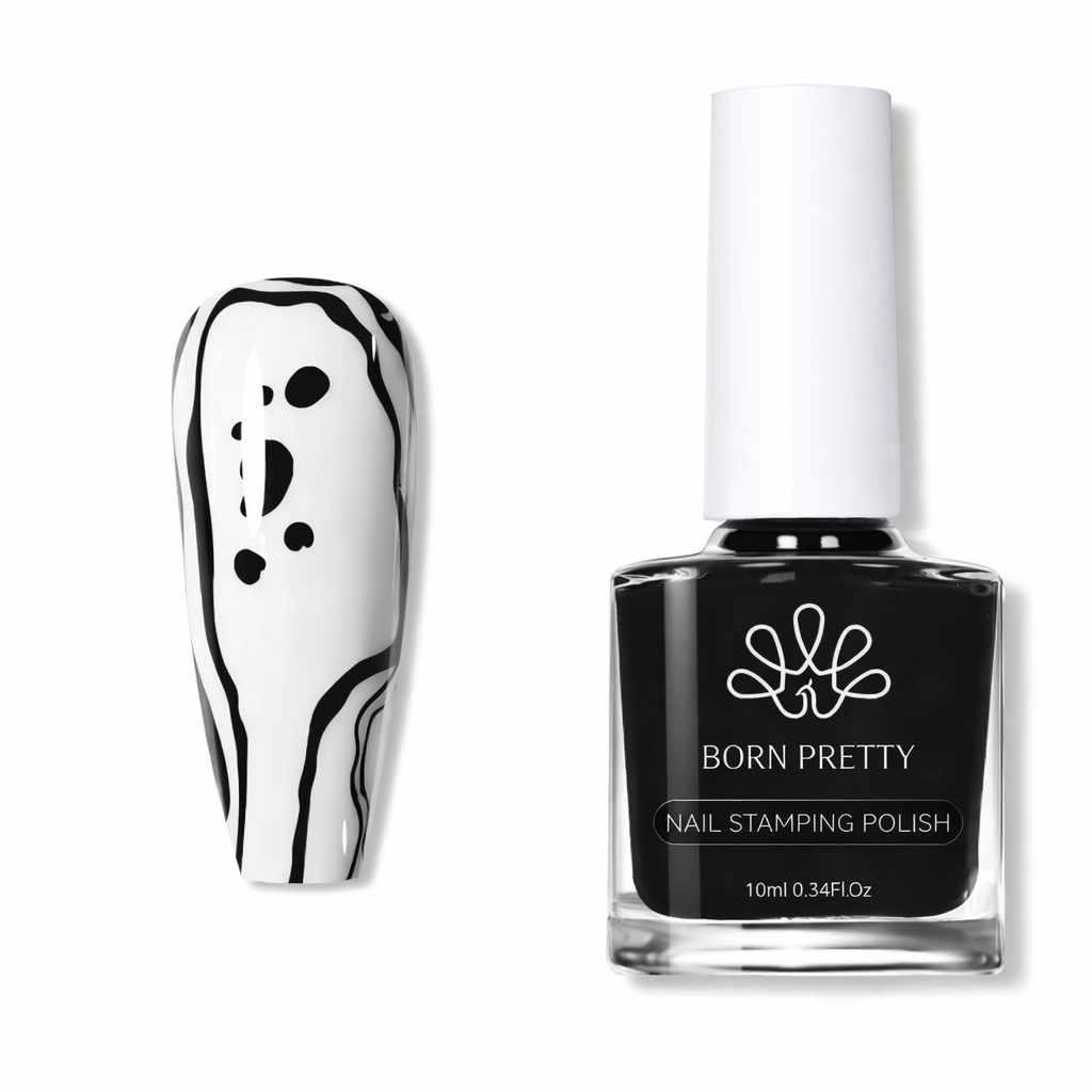 Vernis Stamping Nail Art Noir  Haute Pigmentation - Born Pretty