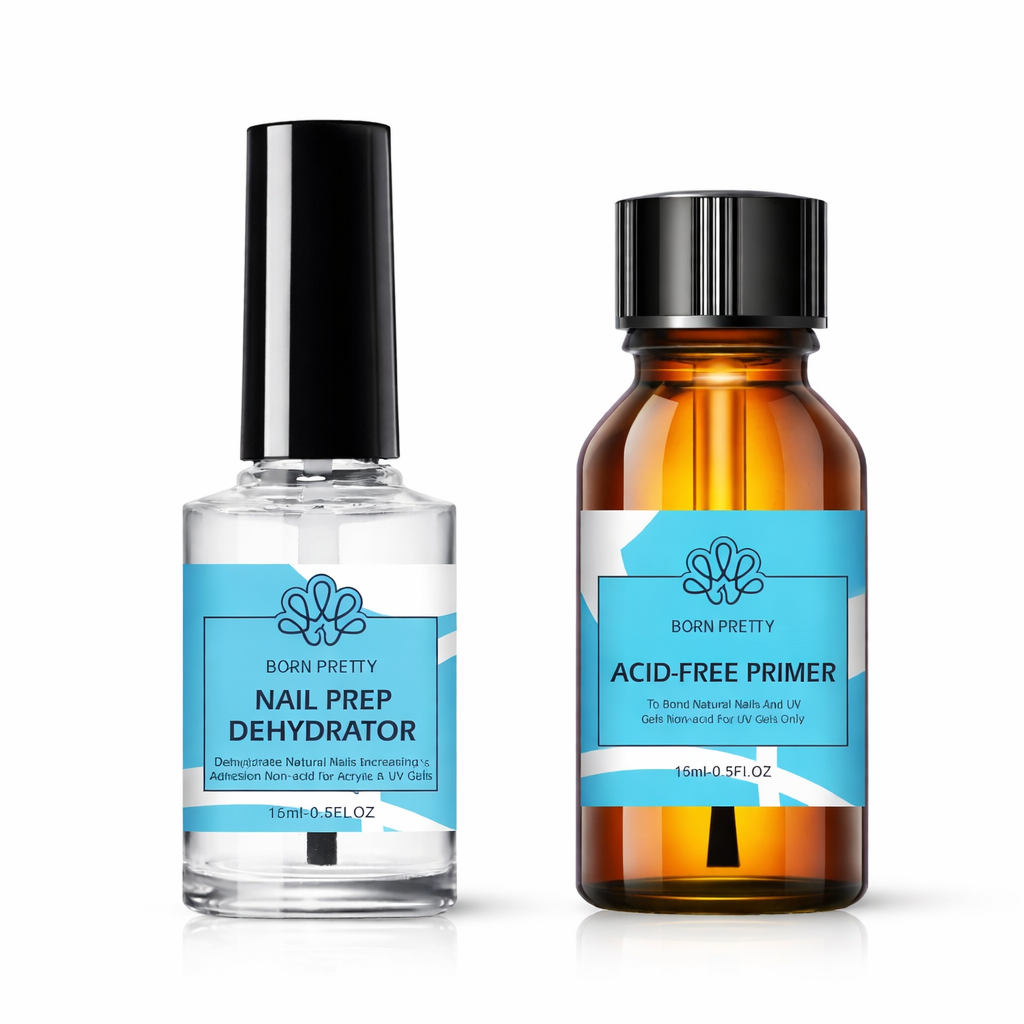 Kit Primer & Déshydratateur Ongles (2x15ml) | Préparation Gel & Résine - Born Pretty