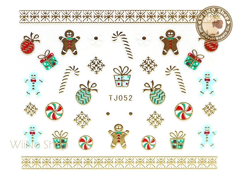 Sticker Ongle Fleur de Noël et Père Noël  TJ OR52