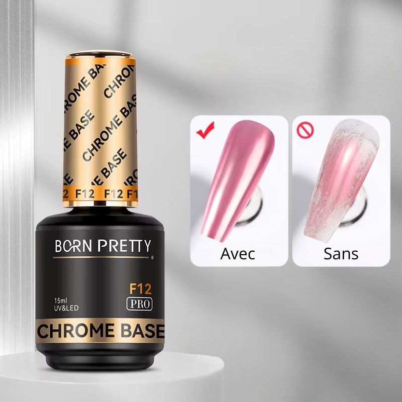 Vernis Base Chrome  15ml – Effet Miroir Métallique Longue Tenue HEMA & TPO free - Born Pretty