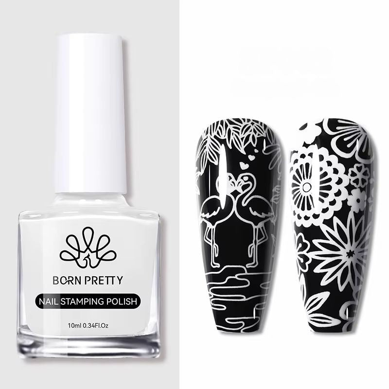 Vernis Stamping Nail Art Blanc  Haute Pigmentation - Born Pretty