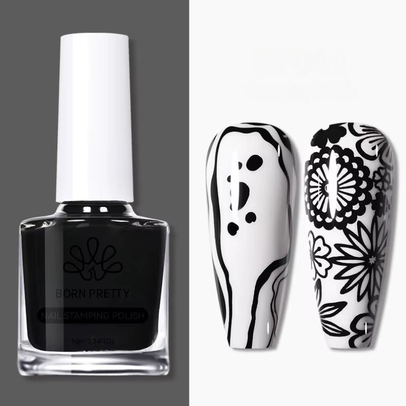 Vernis Stamping Nail Art Noir  Haute Pigmentation - Born Pretty