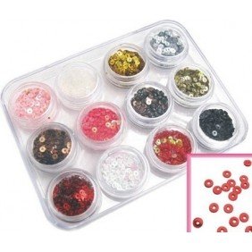 Coffret de 12 pots de Spangles Ronds pour Ongles