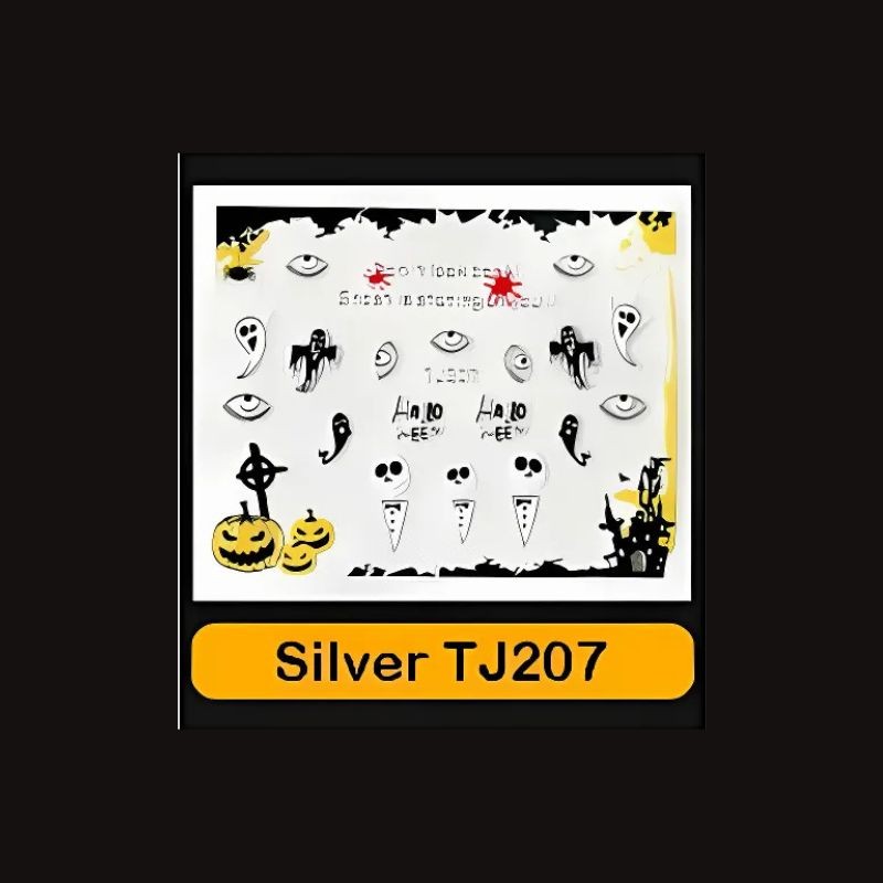 Sticker Ongles Halloween en Argent Fantômes– TJ207