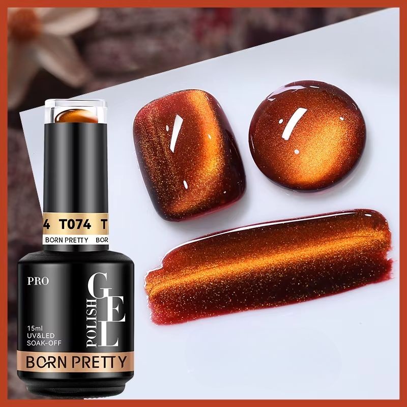 Gel Magnétique Cat Eye 15ml Effet Cuivré Ambré, TPO & HEMA free - Born Pretty