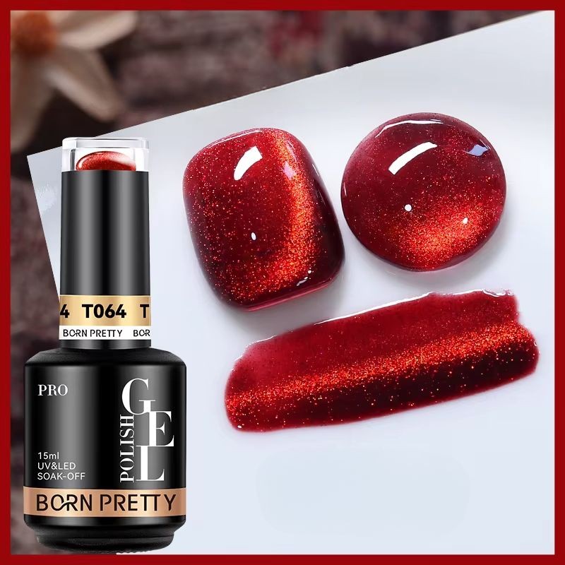 Gel Magnétique Cat Eye 15ml Effet Rouge Étincelant, TPO & HEMA free - Born Pretty