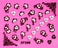 Sticker Ongles Mini Fleurs Noirs & Blanches en 3D 596 - NailArtBoutique