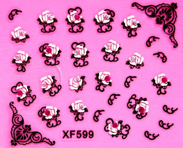 Sticker Ongles Jolies Rose N&B 3D 599
