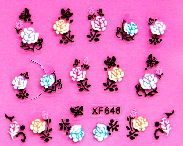 Sticker Ongles Rose en 3D Couleur 648