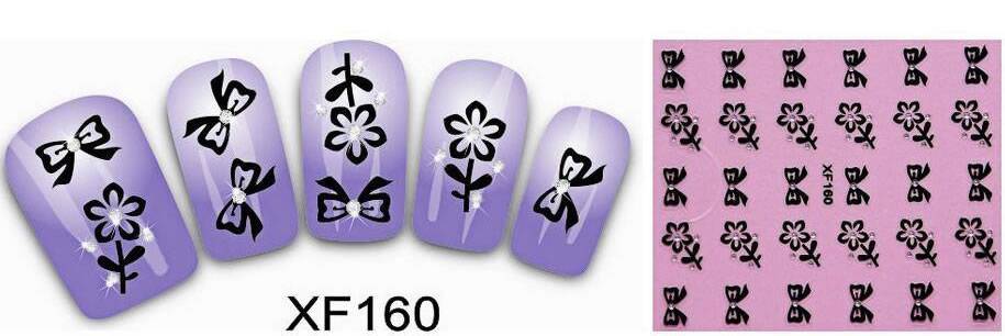 Sticker Ongles Fleurs & Noeuds 3D XF 160