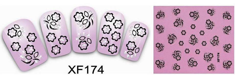 Sticker Ongles Fleur N&B 3D XF 174