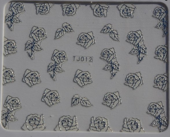 Stickers Ongles Rose Réaliste Argentée Argent 12