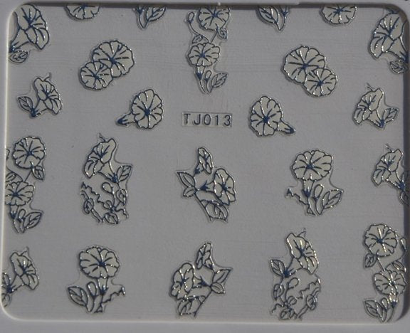 Stickers Ongles Fleur des Champs Argentée Argent 13