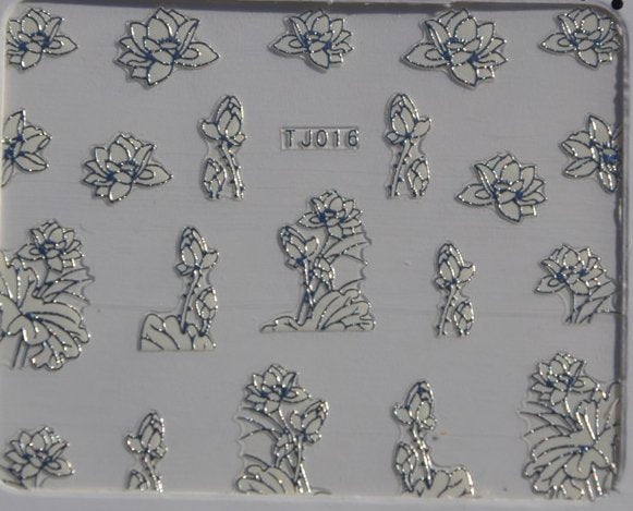 Stickers Ongles Rose & Epines  Argentée Argent 16
