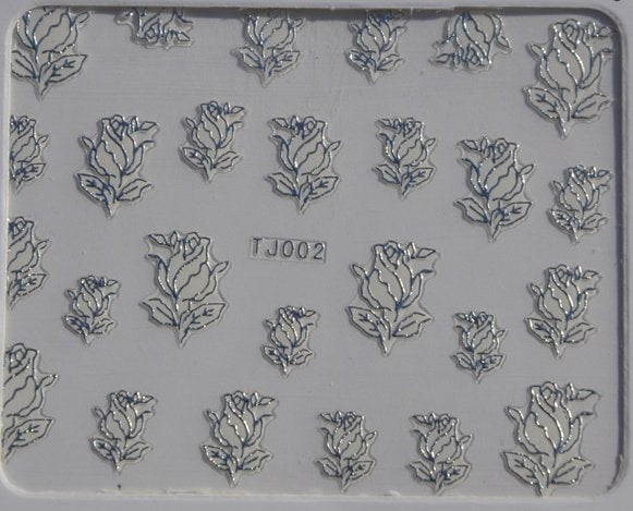 Stickers Ongles Tulipe Argentée Argent 2