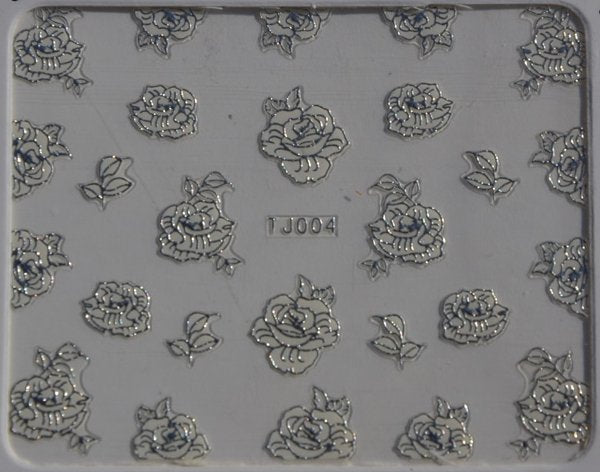 Stickers Ongles Motif Rose Argentée Argent 4