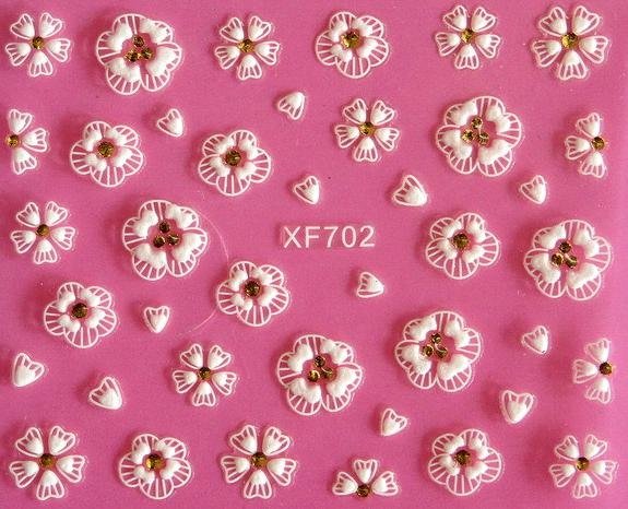Sticker Ongles Motifs Mini Fleur Blanc 3D 702