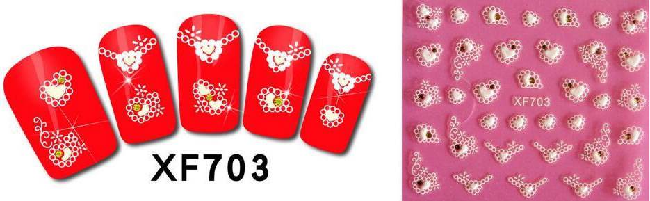 Sticker Ongles Motifs Bijoux Blanc 3D 703