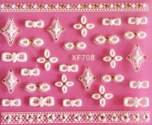 Sticker Blanc Petits Motifs 3D 708