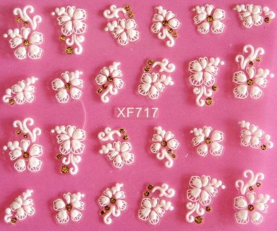 Sticker Ongles Petite Fleur Blanc 3D 717