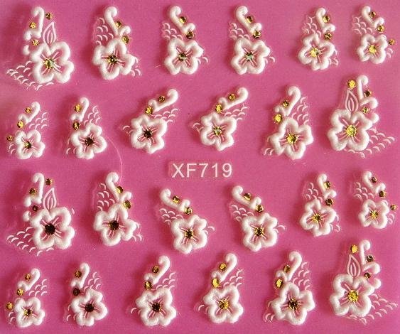 Sticker Ongle Fleur Blanc 3D 719