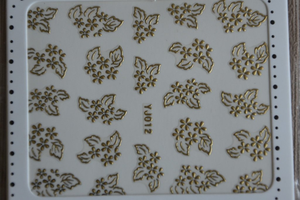 Sticker Ongle Motif Fleur & Feuilles Or / Doré 12