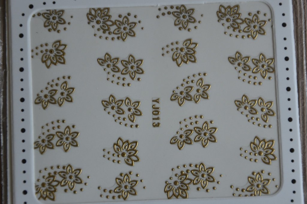 Sticker Ongle Motif Fleur & Points  Or / Doré 13
