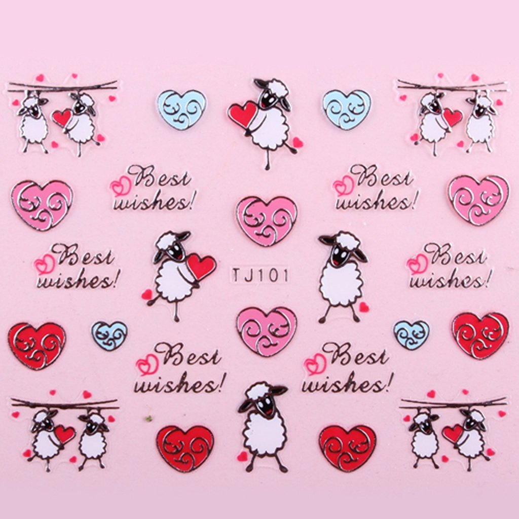 Sticker Ongles Best Wishes & Moutons Argent 101