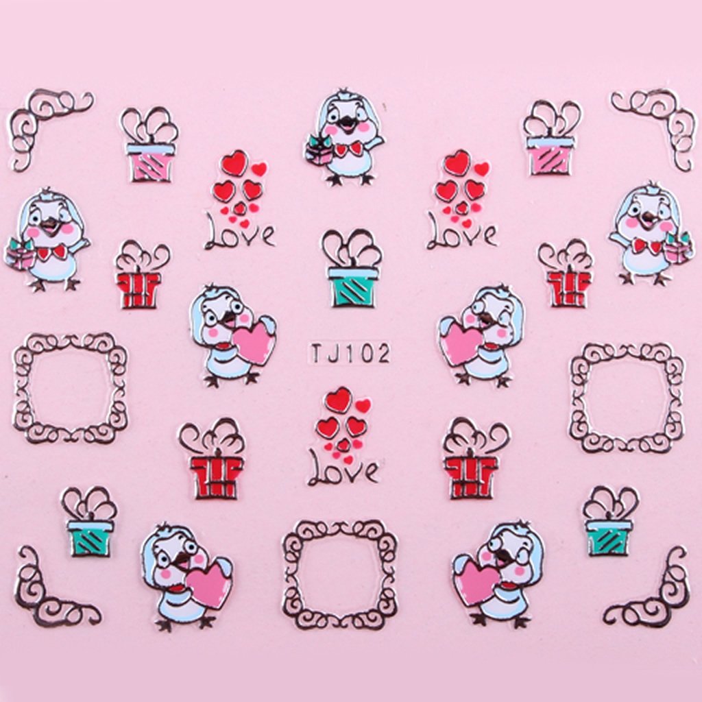 Sticker Ongles Amour Love Argent 102