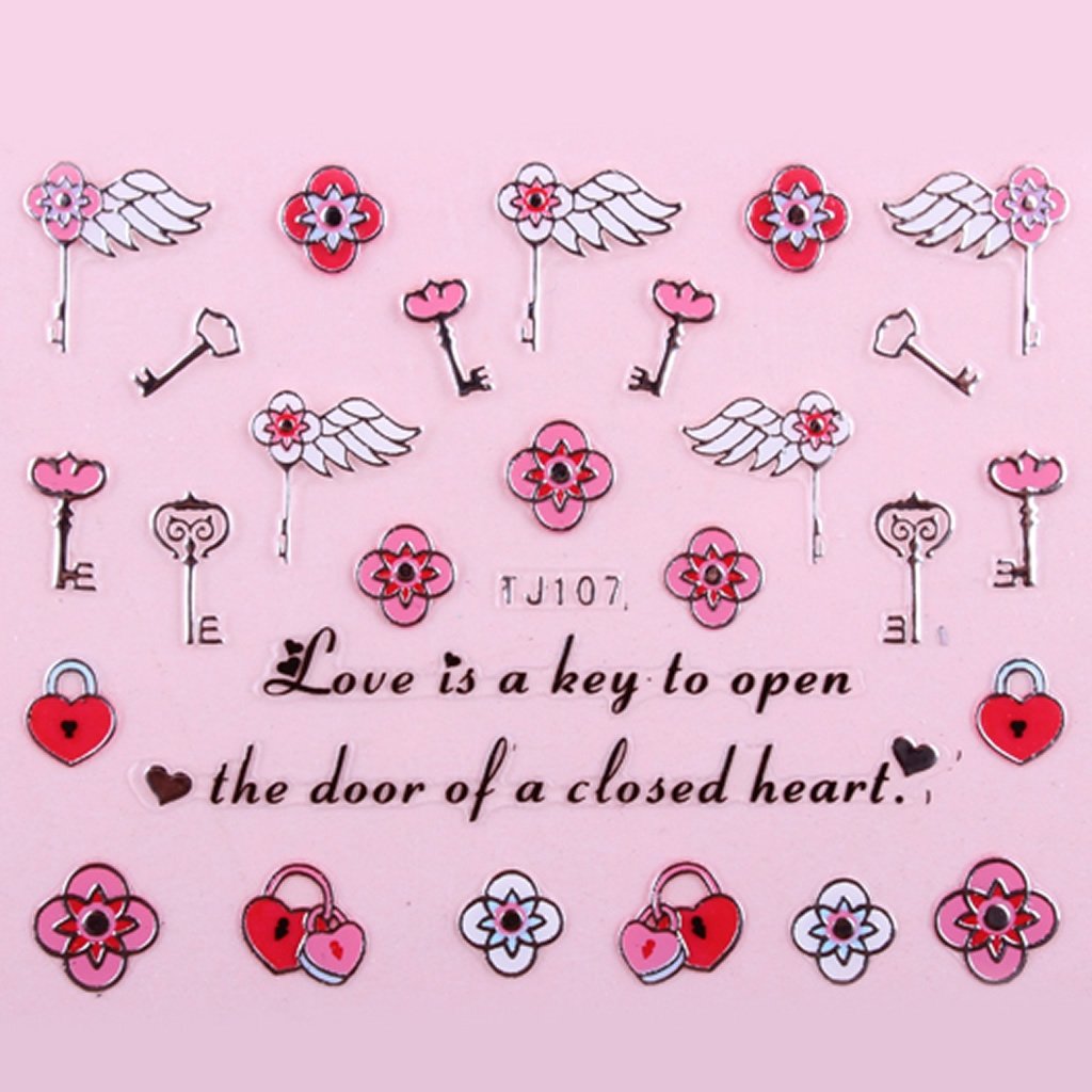 Sticker Ongles Clé & Cadenas Love Argent 107
