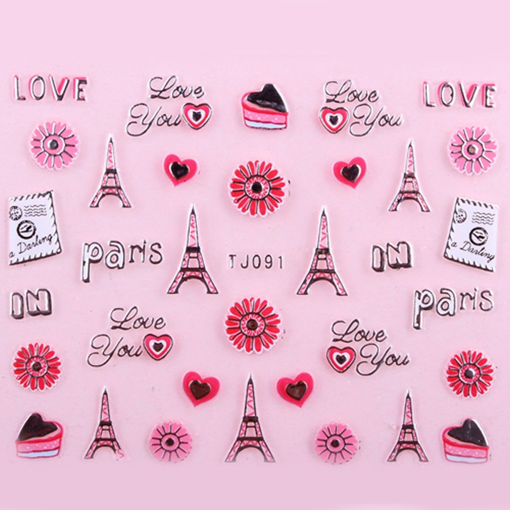 Sticker Ongles Motifs I Love Paris Argent 91