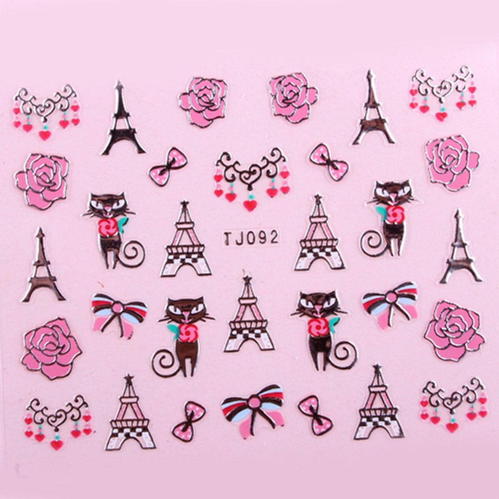 Sticker Ongle Paris & Tour Eiffel Love argent 92