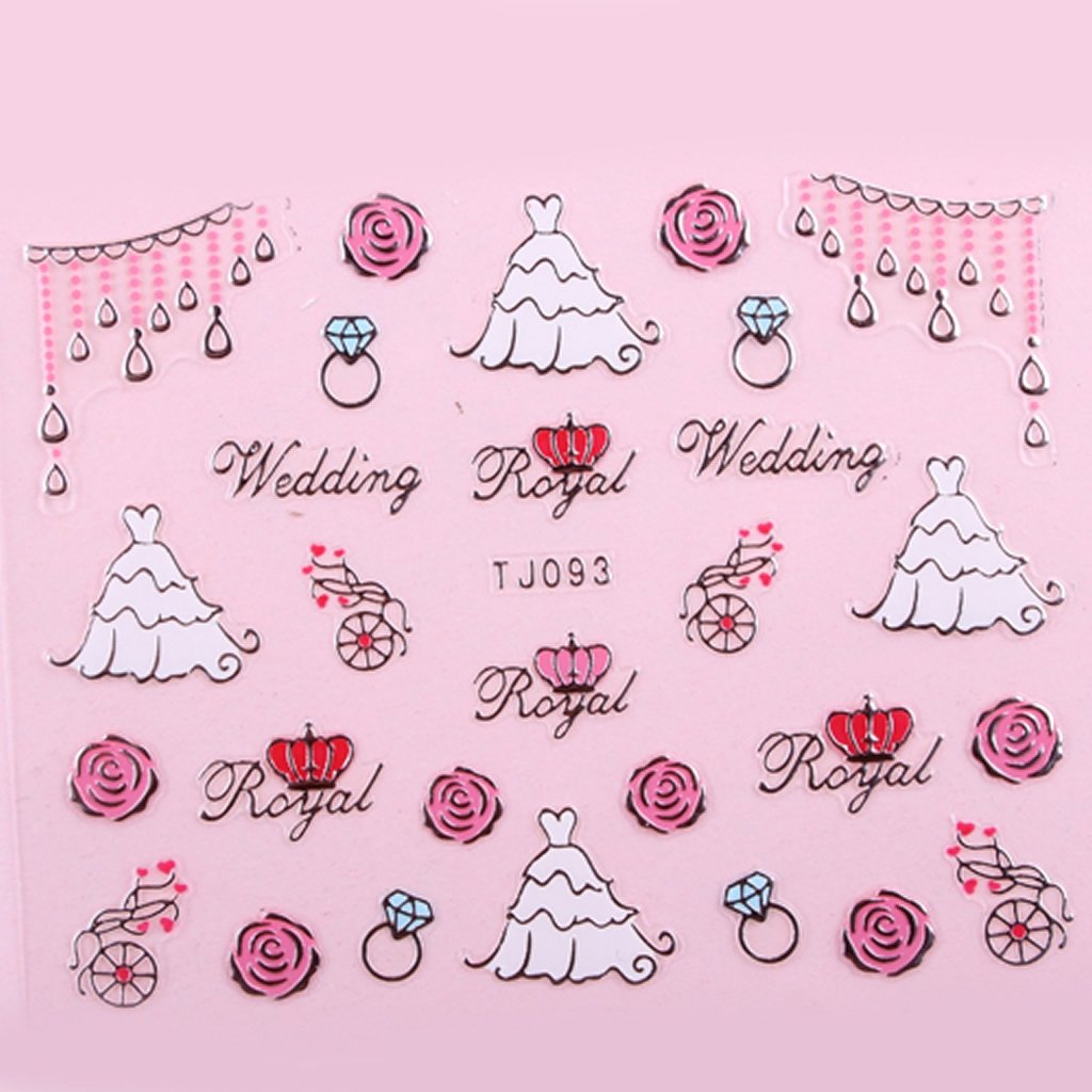 Sticker Ongle Mariage & Robe Love Argent 93