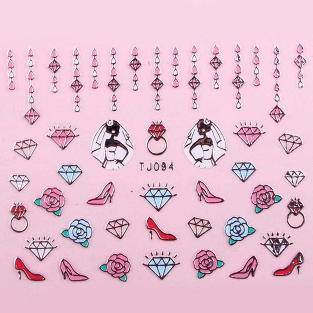Sticker Ongle Motifs Talons & Robe de mariée Love Argent 94