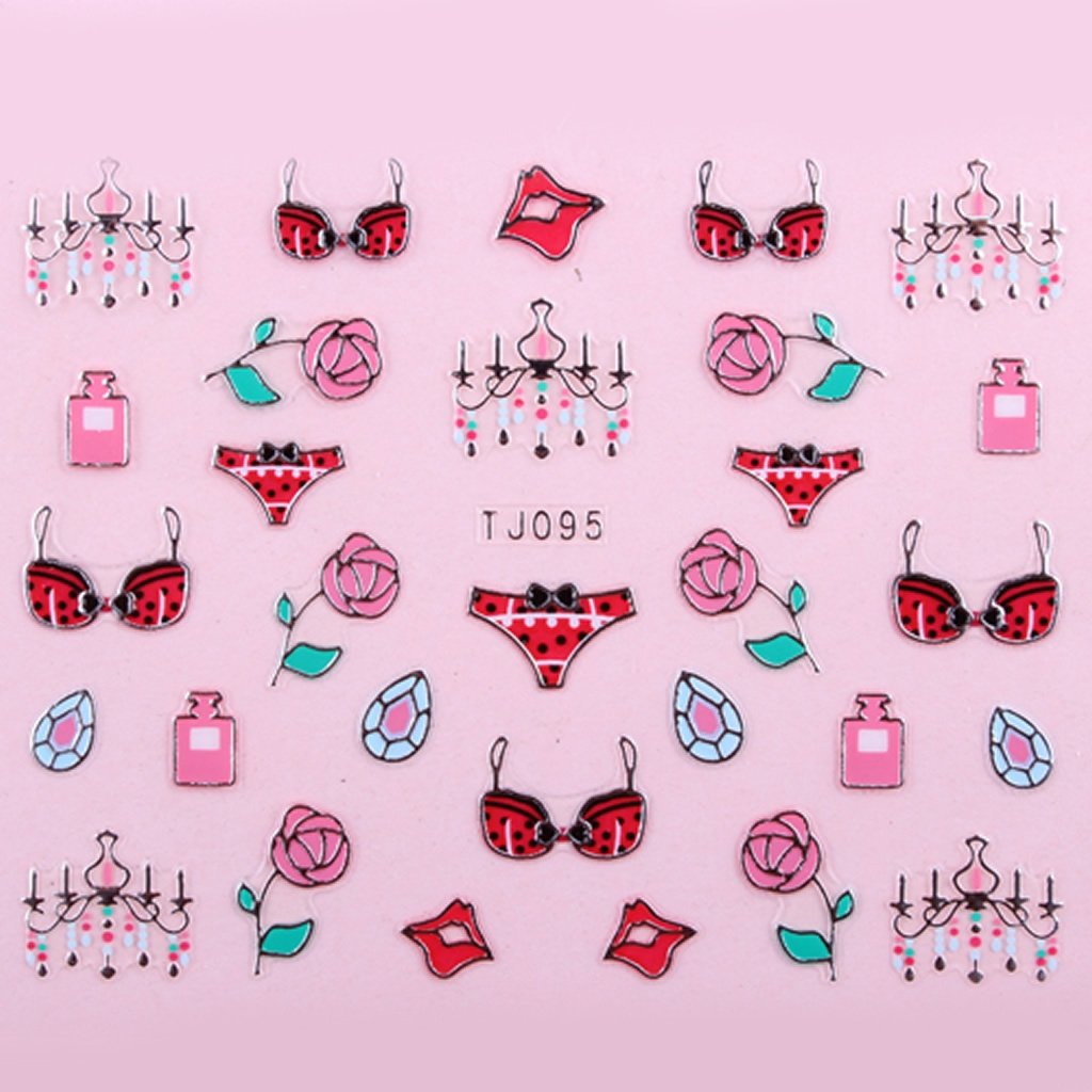 Sticker Ongles Motifs Lingerie Love Argent 95