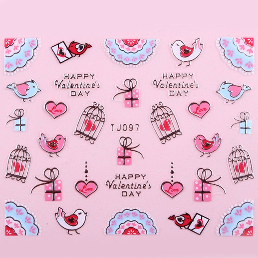 Sticker Ongles Cadeau St Valentin Love Argent 97