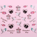 Sticker Ongle St Valentin & Hirondelle N&B Love Argent 98 - NailArtBoutique