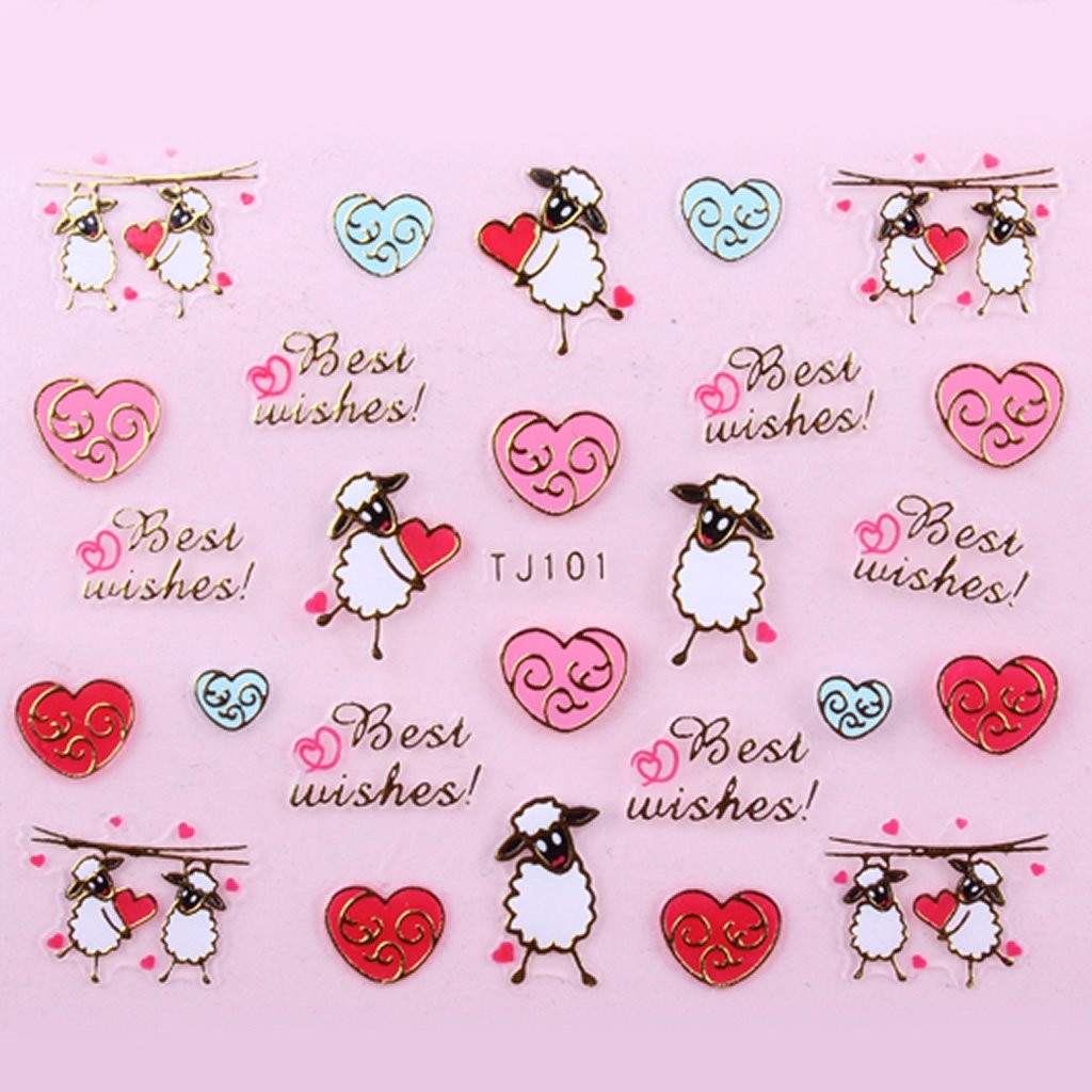 Sticker Ongles Best Wishes & Moutons Love Or 101