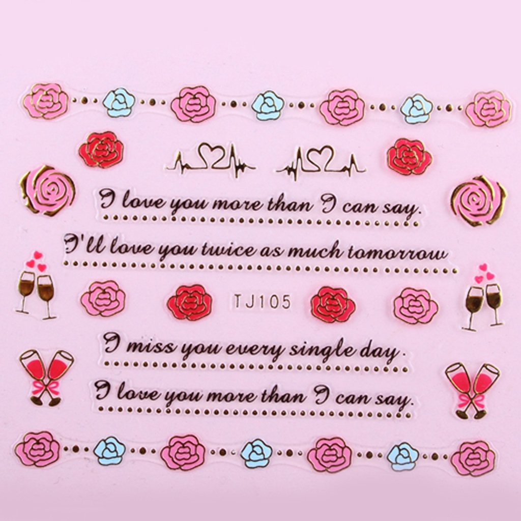 Sticker Ongle Rose & Déclaration d'Amour / Love Or 105