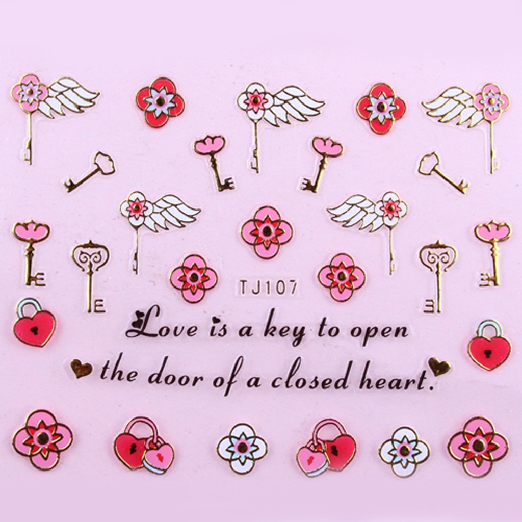 Sticker Ongles Clé & Cadenas Love Or 107