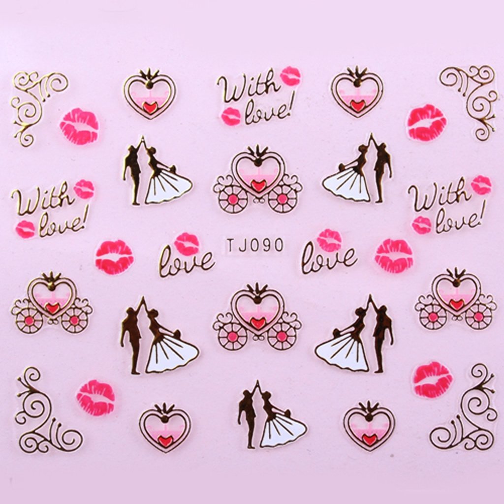 Sticker Ongles Vive les Mariés Love Or 90