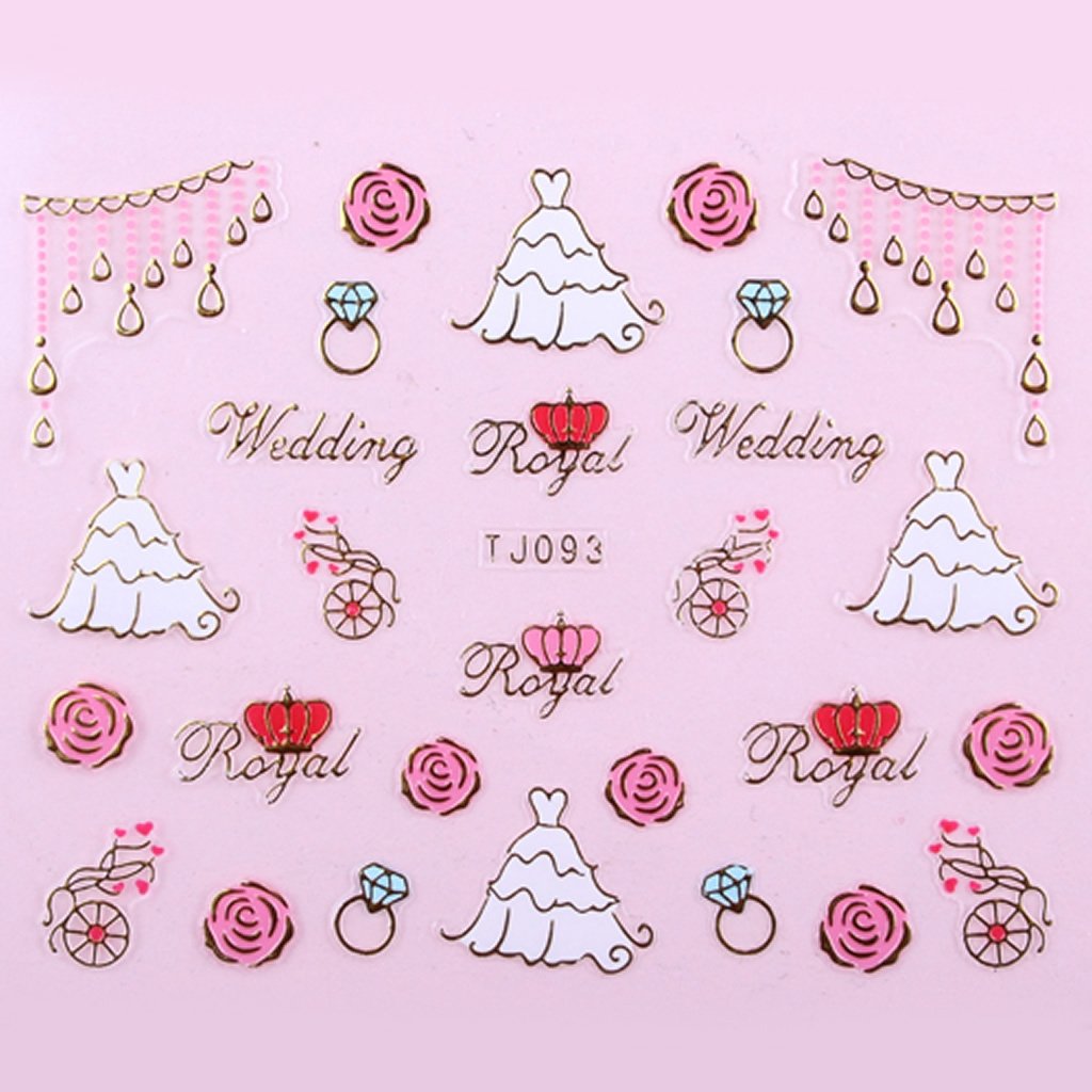 Sticker Ongle Mariage & Robe Love Or 93
