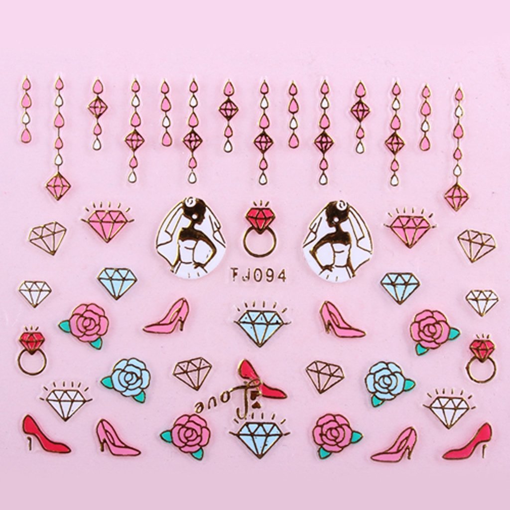 Sticker Ongle Motifs Talons & Robe de mariée Love Or 94