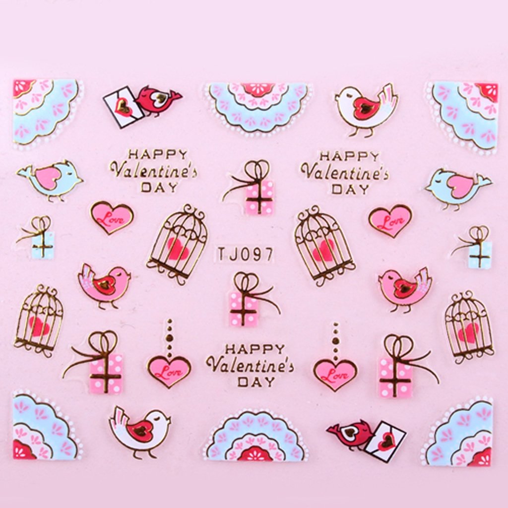 Sticker Ongles St Valentin & Fête de l'Amour Love Or 97