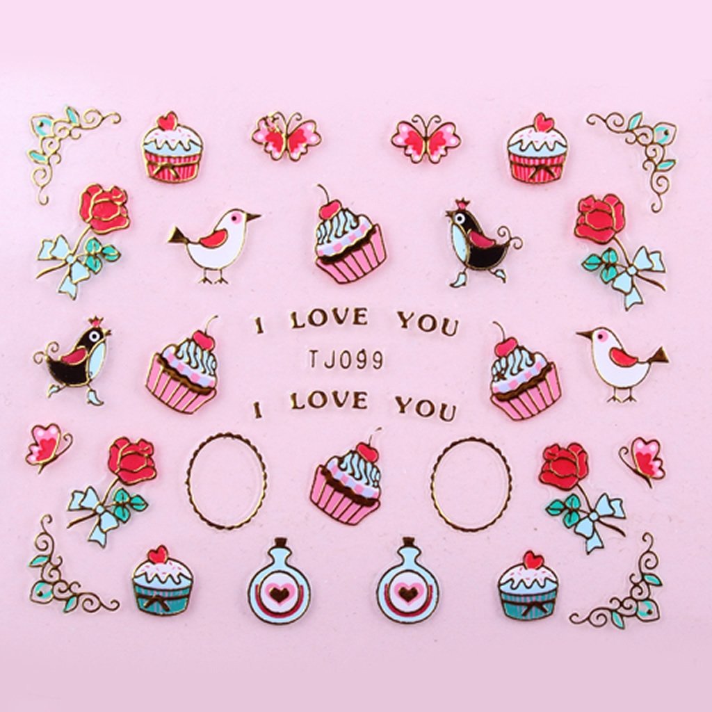Sticker Ongles Love & Cupcakes Or 99