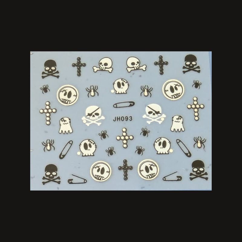Sticker Ongles Halloween Argenté Crânes – TH093