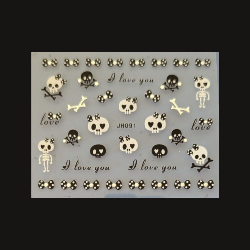 Sticker Ongles Halloween Argenté Love – TH091