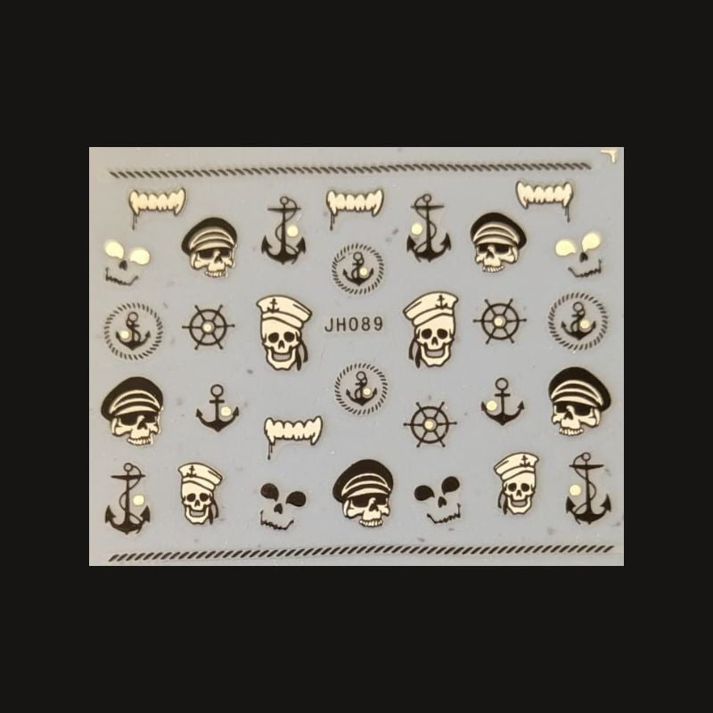 Sticker Ongles Halloween Argenté Pirates – TH089