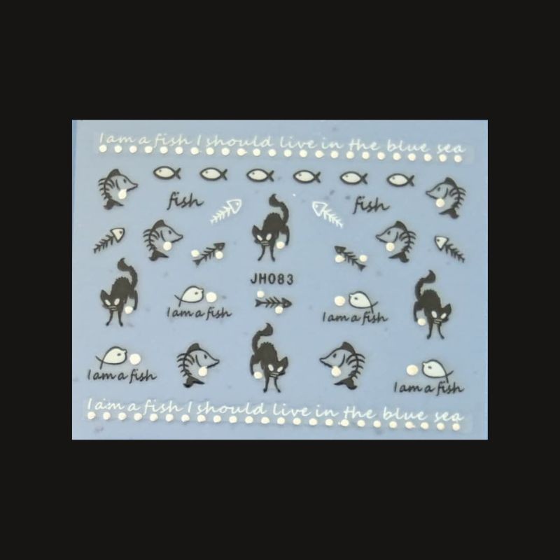 Sticker Ongles Halloween Argenté Poisson – TH083